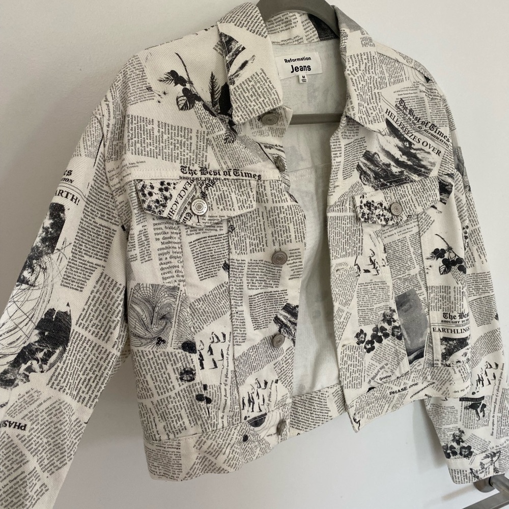 Reformation Newspaper Denim Jacket